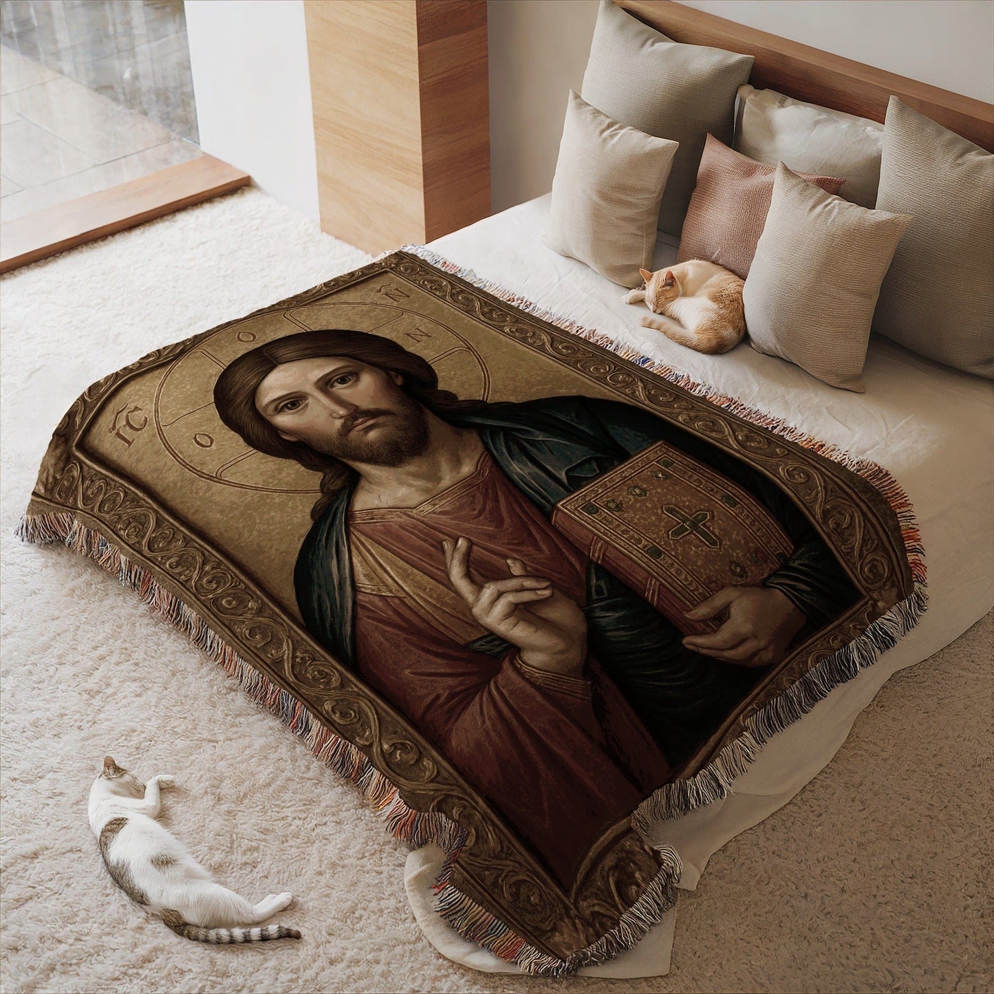 Jesus Christ Icon Woven Tapestry Throw Blanket