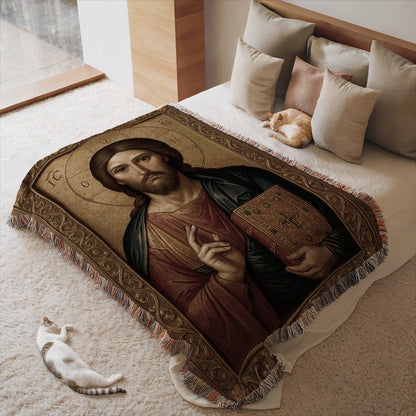 Jesus Christ Icon Woven Tapestry Throw Blanket