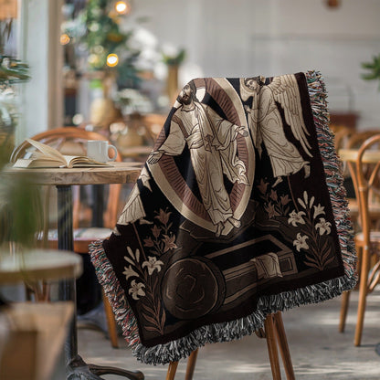 Religious Themed Tapestry with Jesus and Angels Design