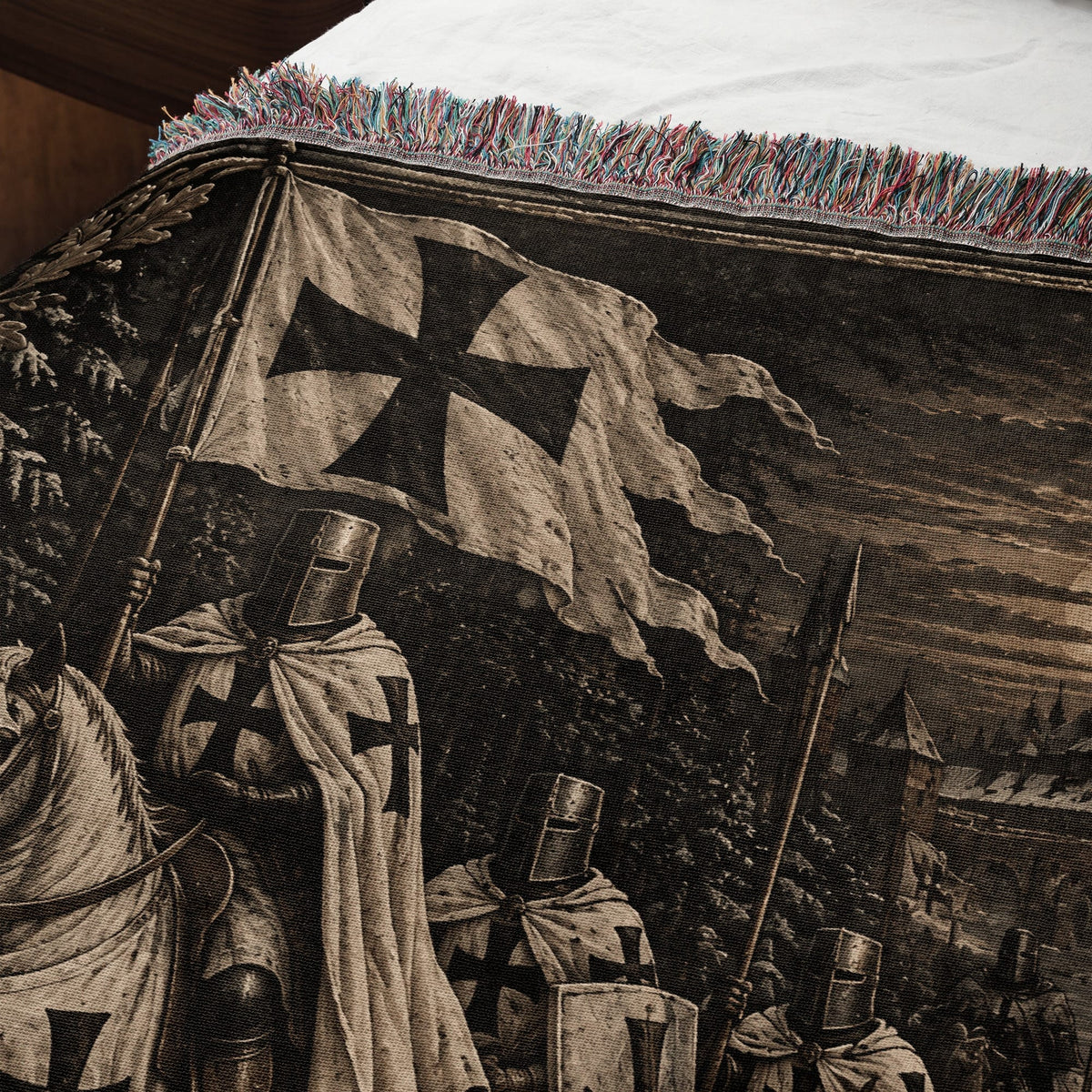 MyDesigns Teutonic Order – Black Cross and Fortress jacquard woven blanket