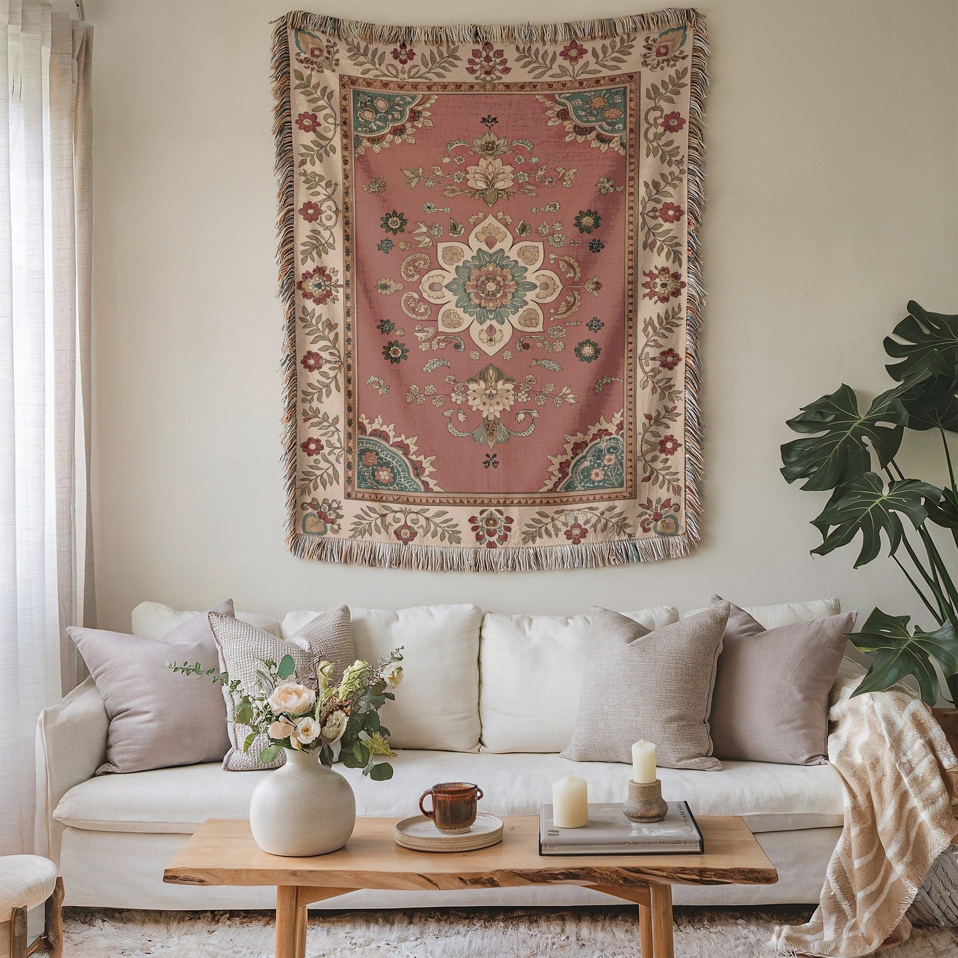 Intricate Floral Design Tapestry Perfect for Home Decor
