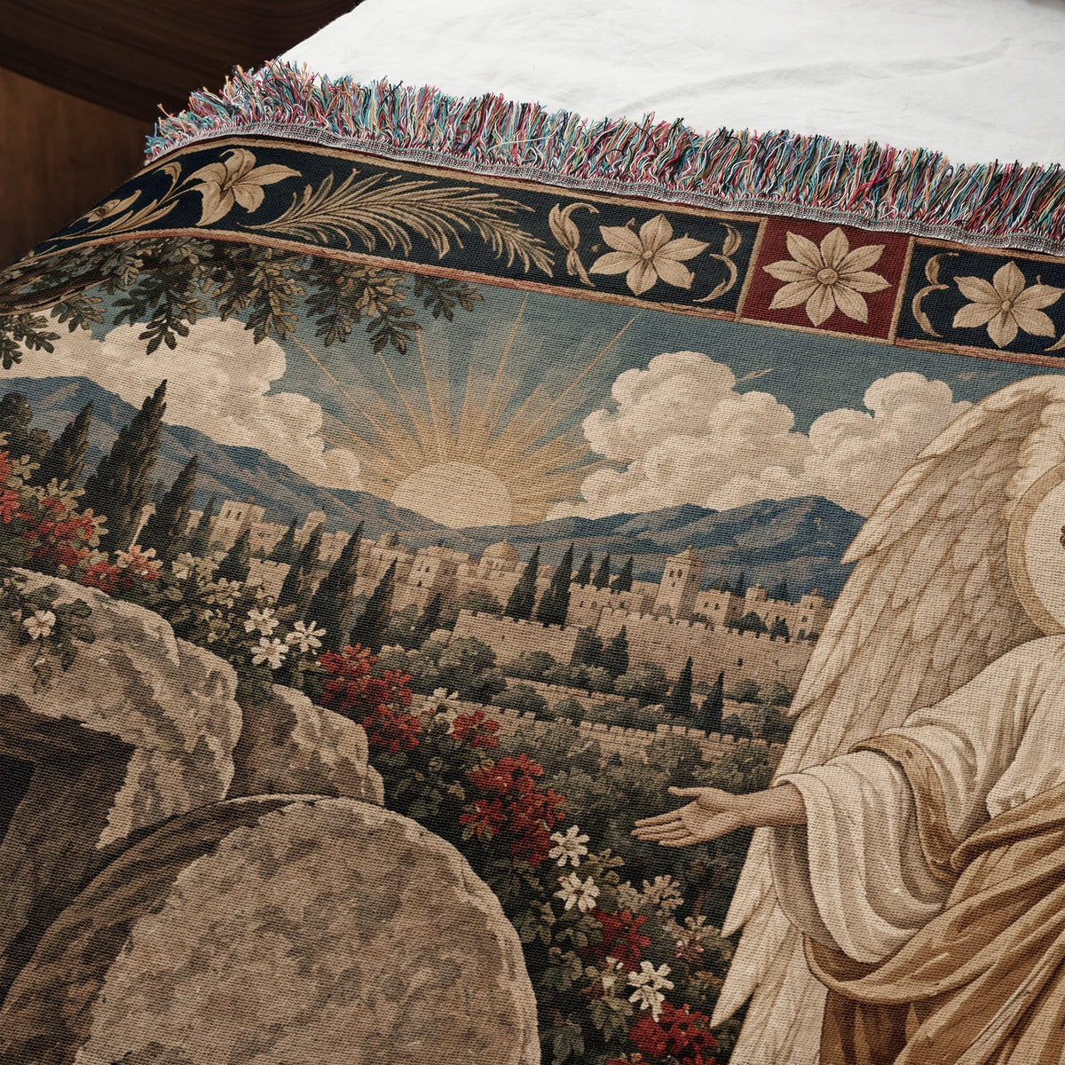 CalmNestStyle Resurrection Morning at the Empty Tomb jacquard woven blanket