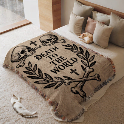 Death To The World Skulls and Crossbones Blanket