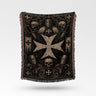 Maltese Cross Skull Woven Blanket