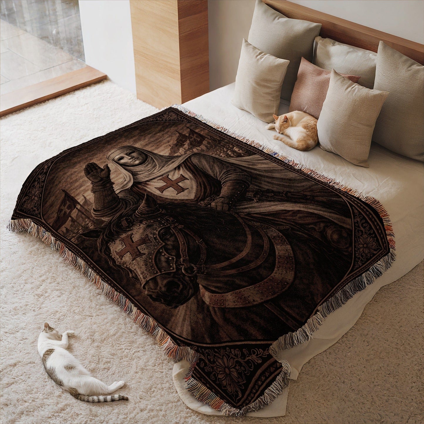 Medieval Knight Fleece Blanket for Bedroom or Living Room