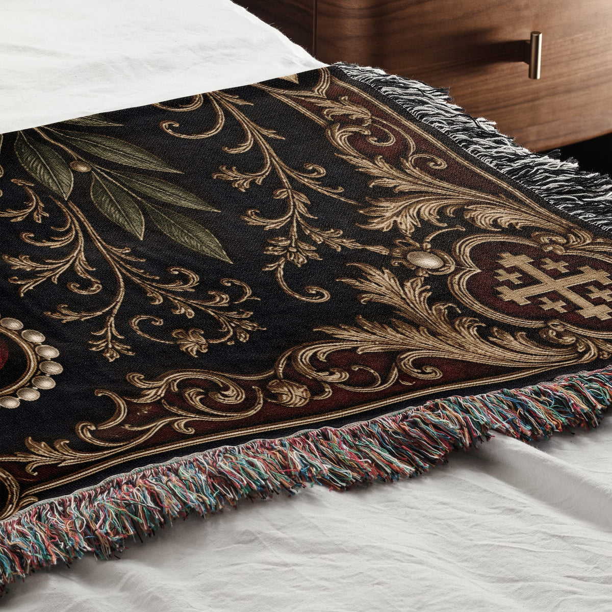 CalmNestStyle Order of Jerusalem Crest I Royal Navy jacquard woven blanket