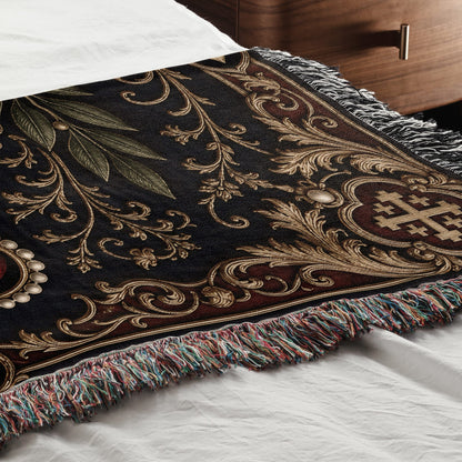 CalmNestStyle Order of Jerusalem Crest I Royal Navy jacquard woven blanket