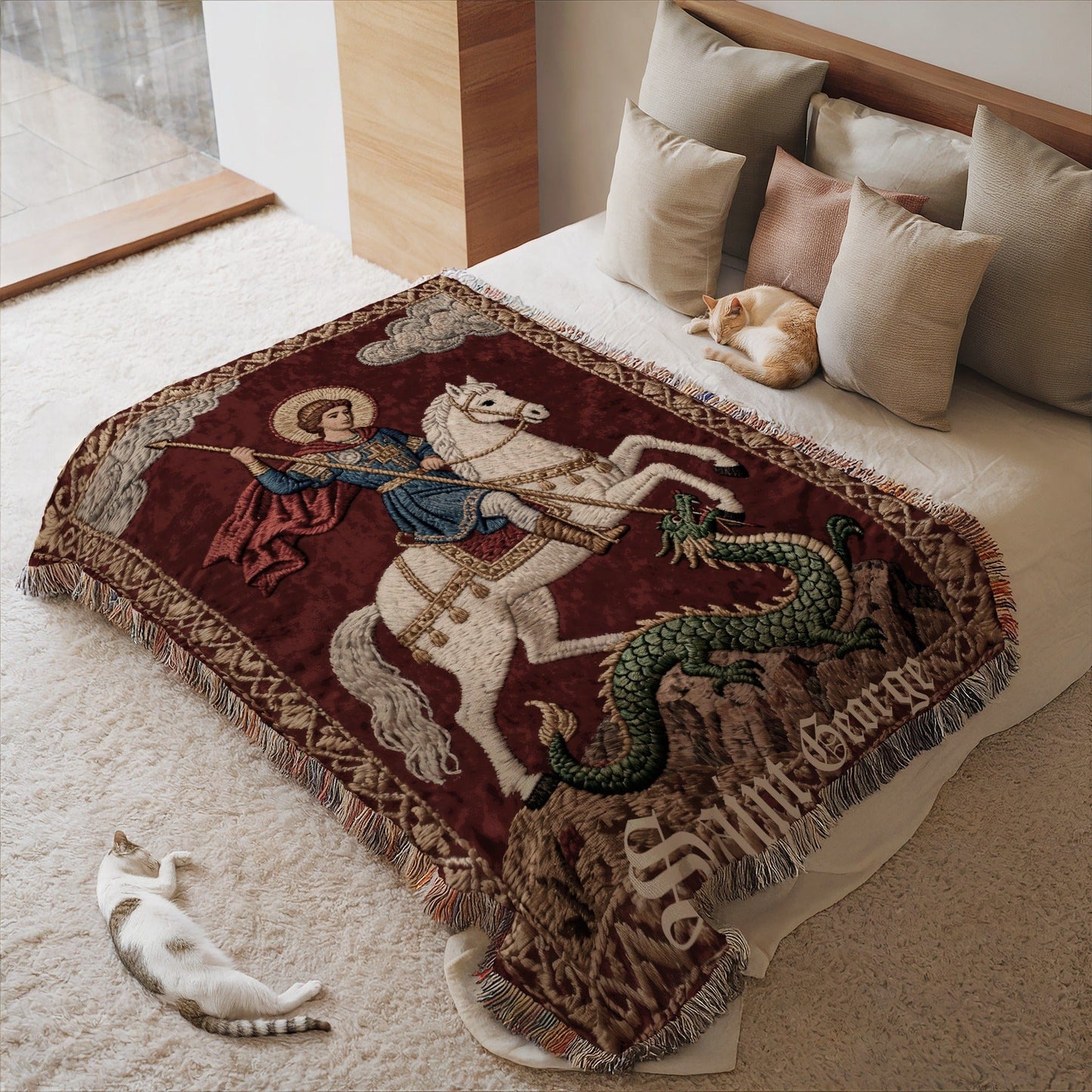 Saint George and Dragon Woven Tapestry Blanket