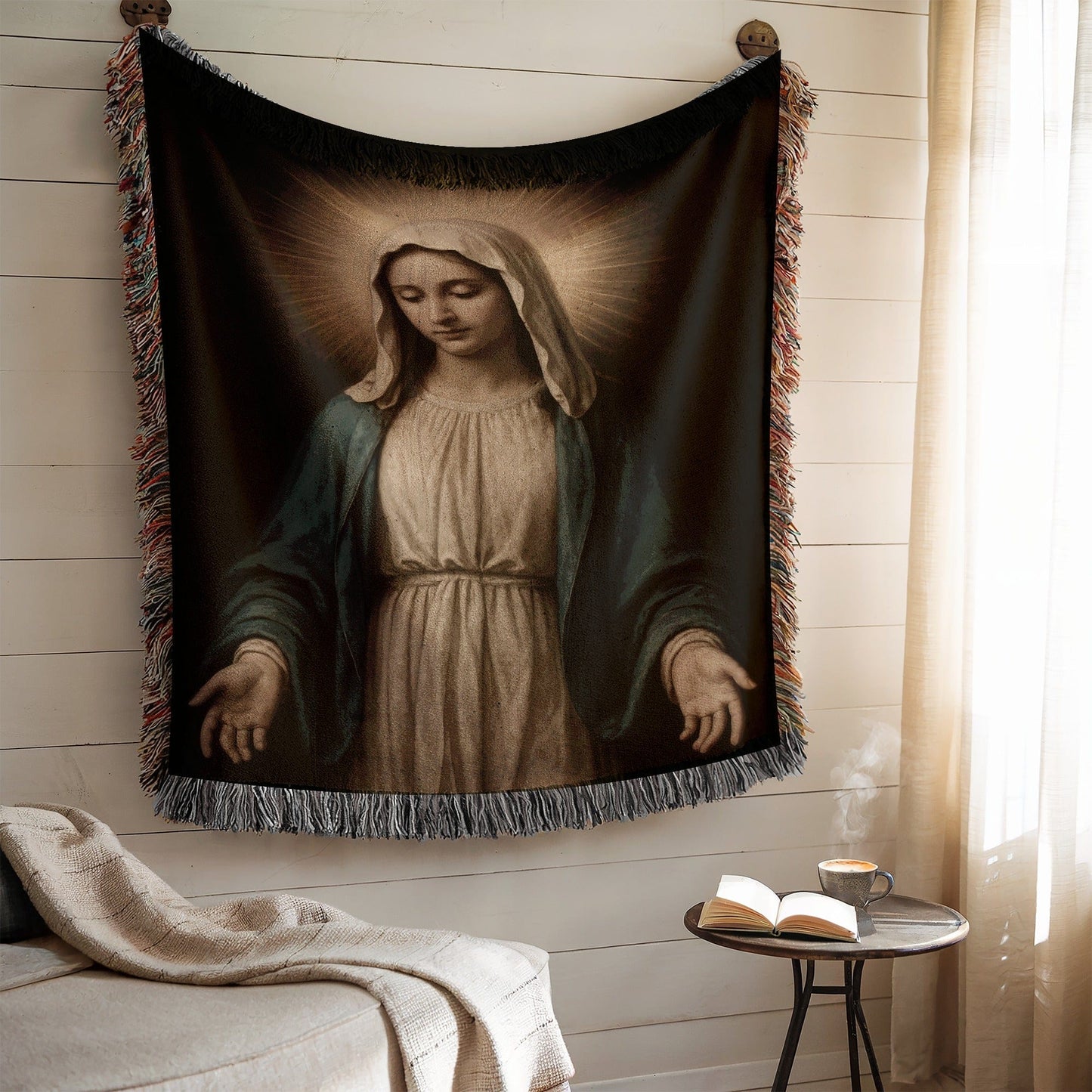 Radiant Blessed Art Mary with Halo Wall Hanging Decor
