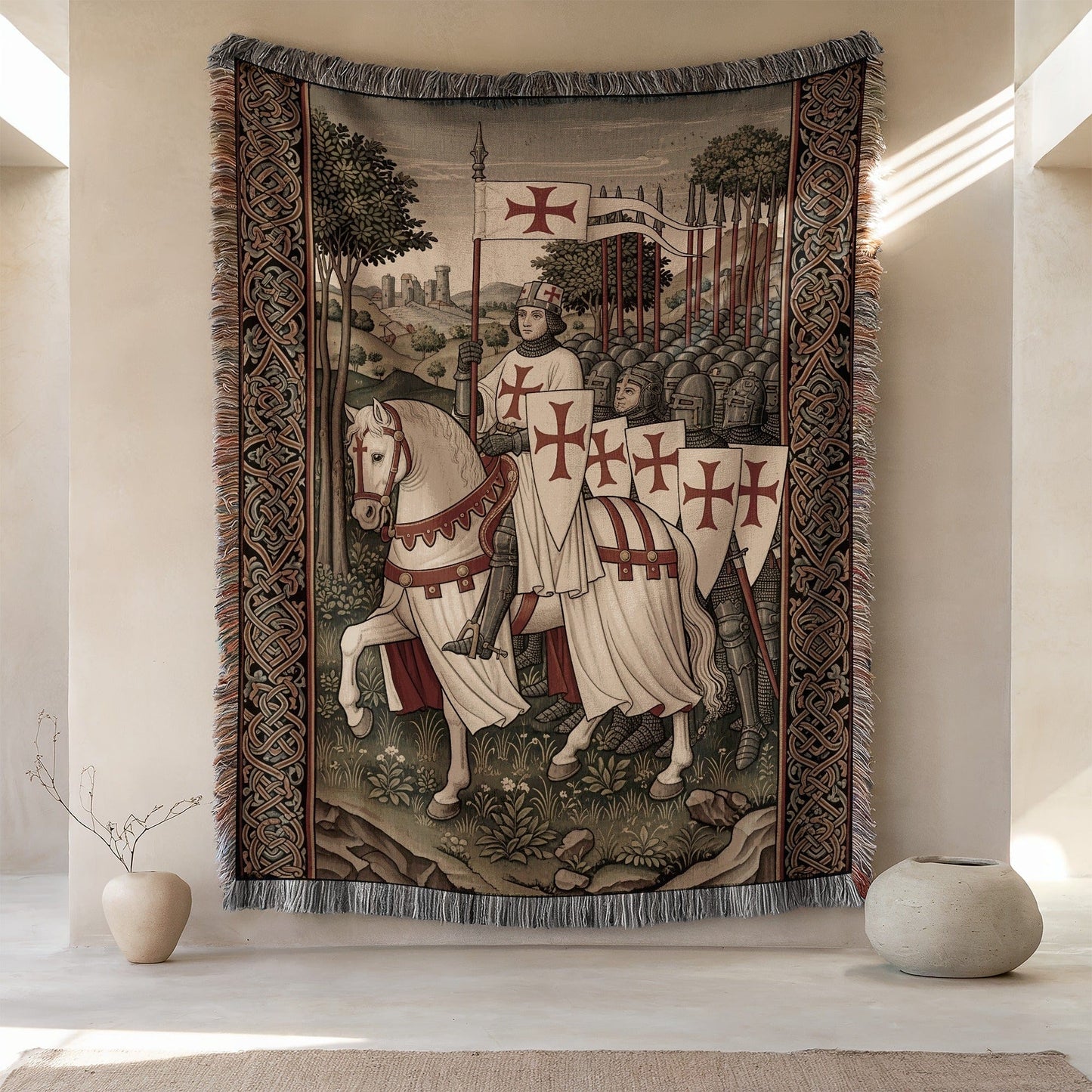 Medieval Knights Tapestry with Crusader Design