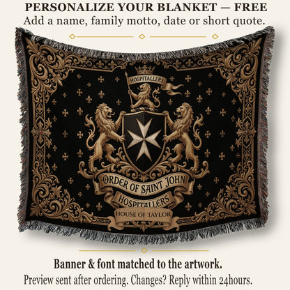 CalmNestStyle Order of Saint John Hospitallers Baroque Frame Crest Woven Blanket jacquard woven blanket