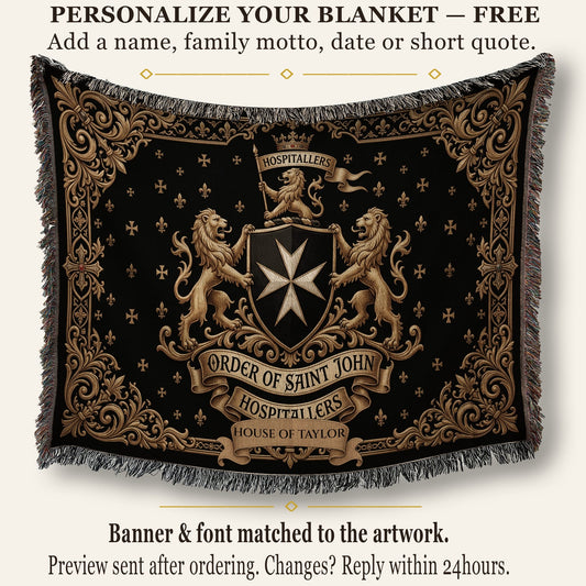 CalmNestStyle Order of Saint John Hospitallers Baroque Frame Crest Woven Blanket jacquard woven blanket