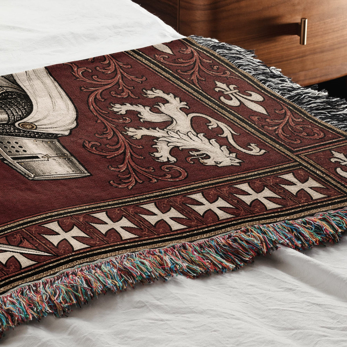 MyDesigns Medieval Blanket – Two Templar Knights Crossing Swords Woven Throw jacquard woven blanket
