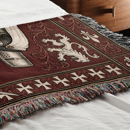 MyDesigns Medieval Blanket – Two Templar Knights Crossing Swords Woven Throw jacquard woven blanket