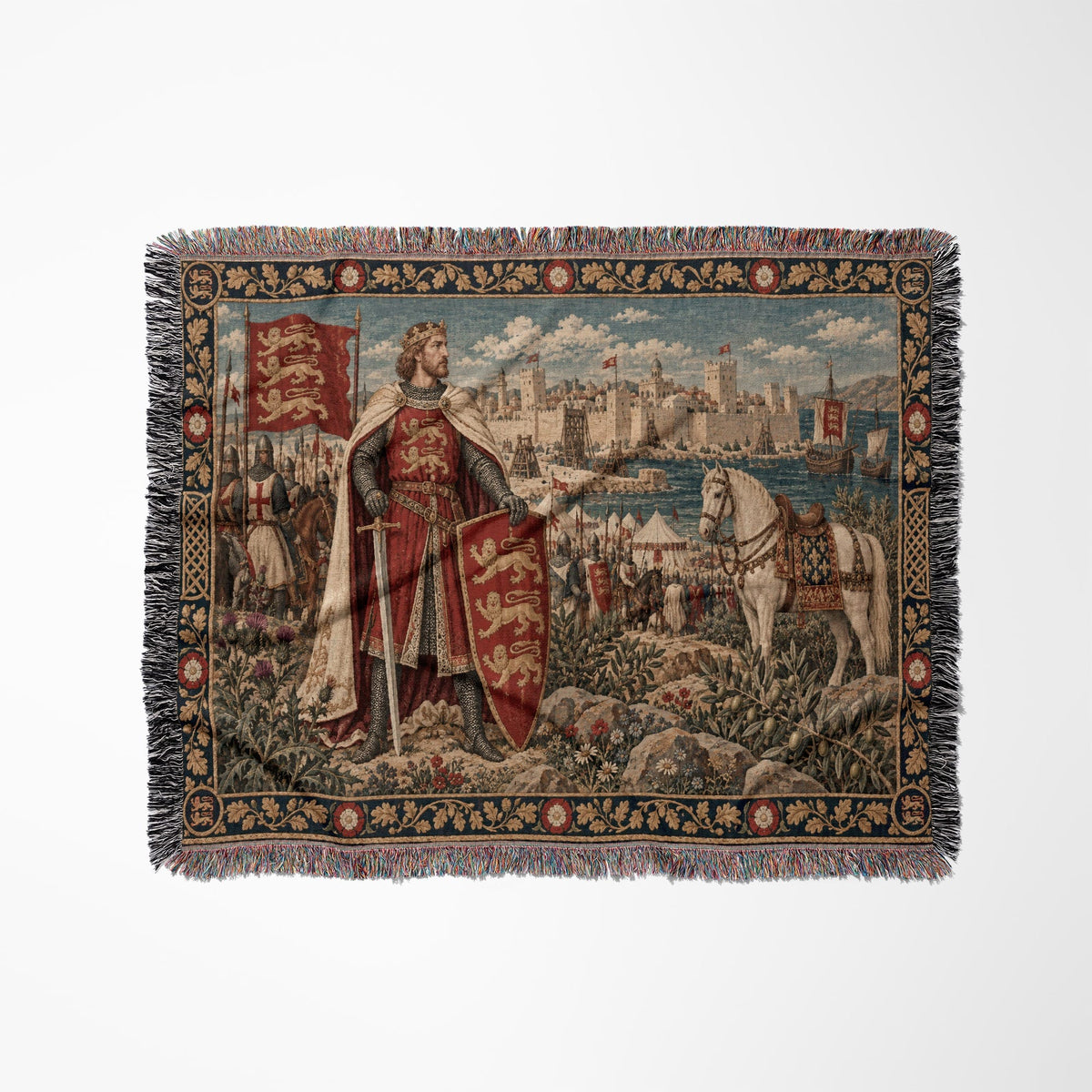 CalmNestStyle Richard the Lionheart Crusader King jacquard woven blanket
