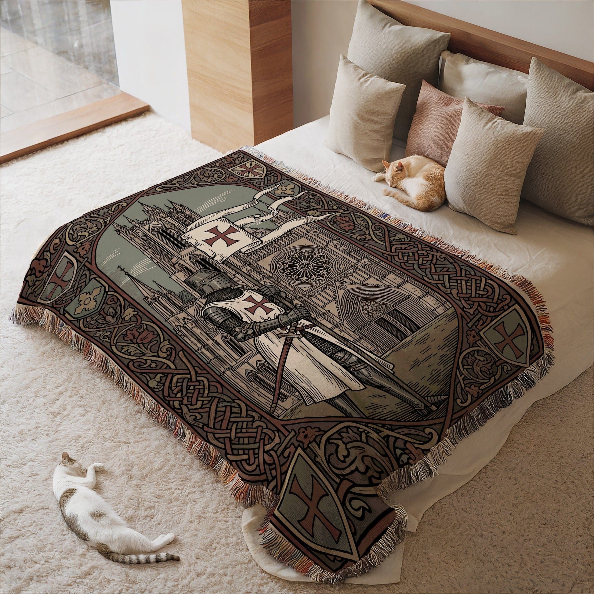 Medieval Knight and Castle Patterned Blanket