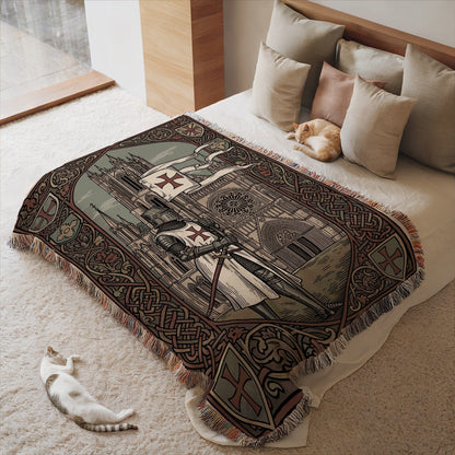 Medieval Knight and Castle Patterned Blanket