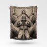 Knight Praying Under Jesus Non Nobis Domine Templar Woven Blanket