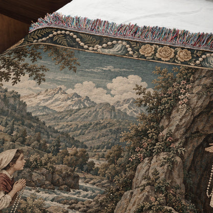 CalmNestStyle Our Lady of Lourdes at the Grotto jacquard woven blanket