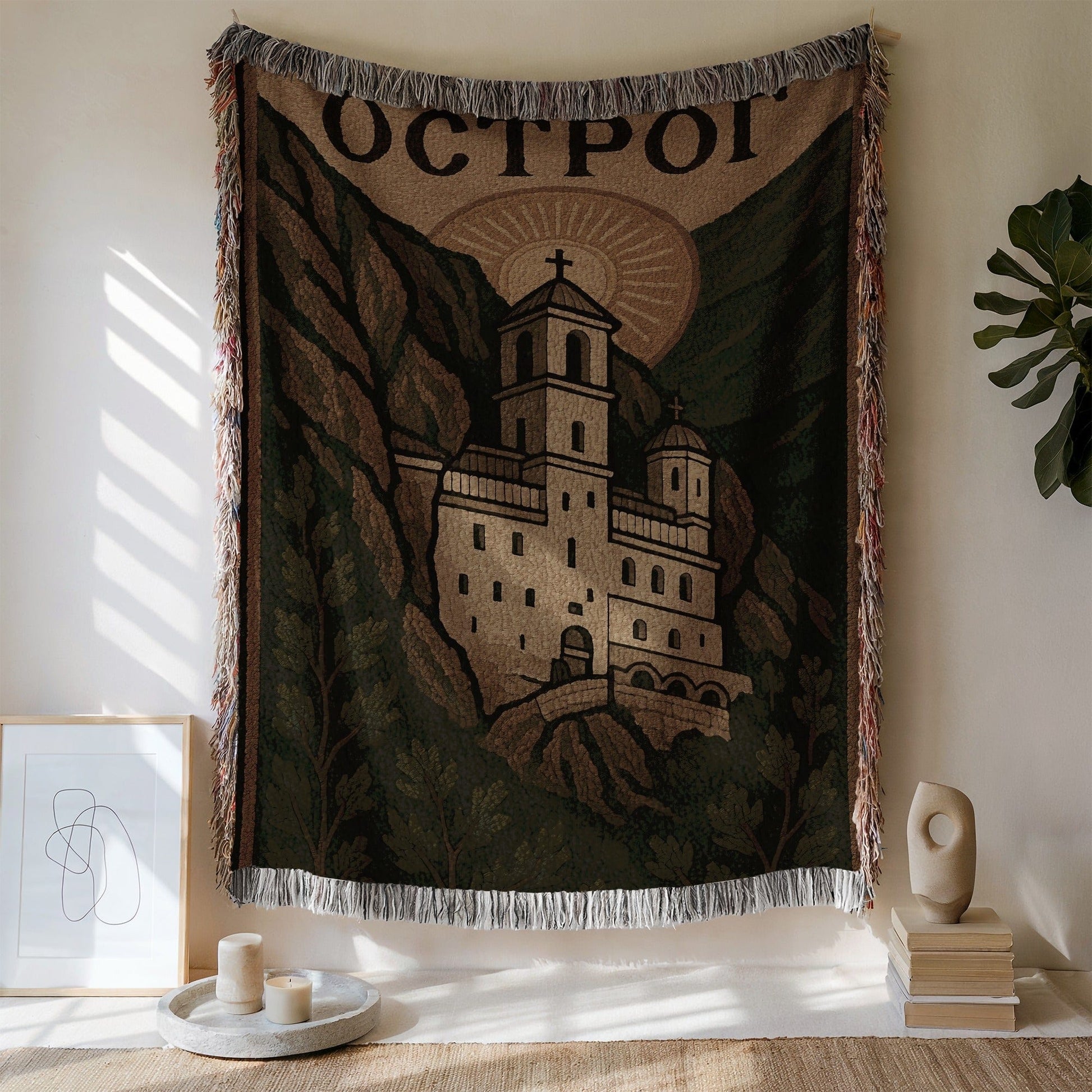 Scenic Church Tapestry Wall Hanging Artwork