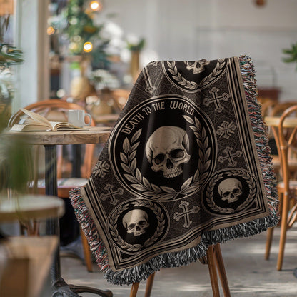 Death to the World Skull and Cross Pattern Blanket