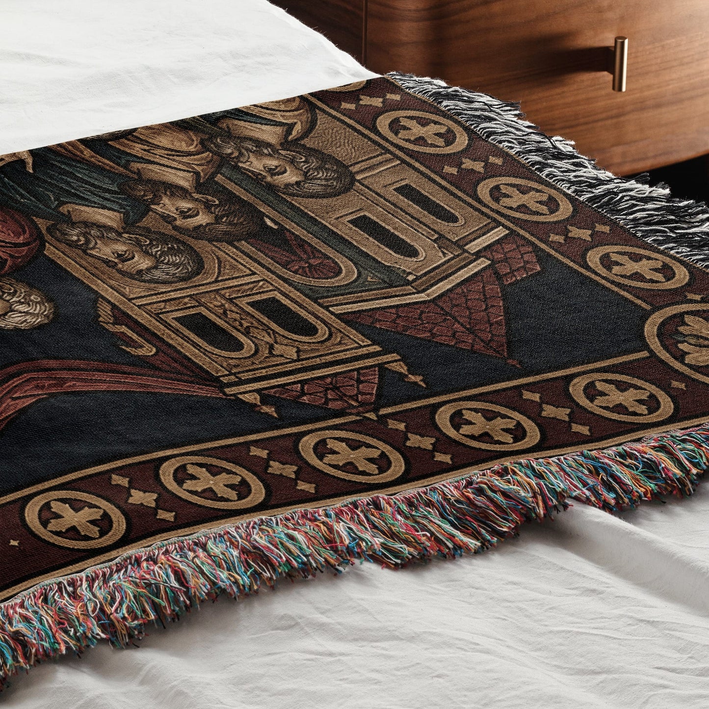 MyDesigns Mystical Supper Horizontal Tapestry - Round Table Orthodox Icon jacquard woven blanket
