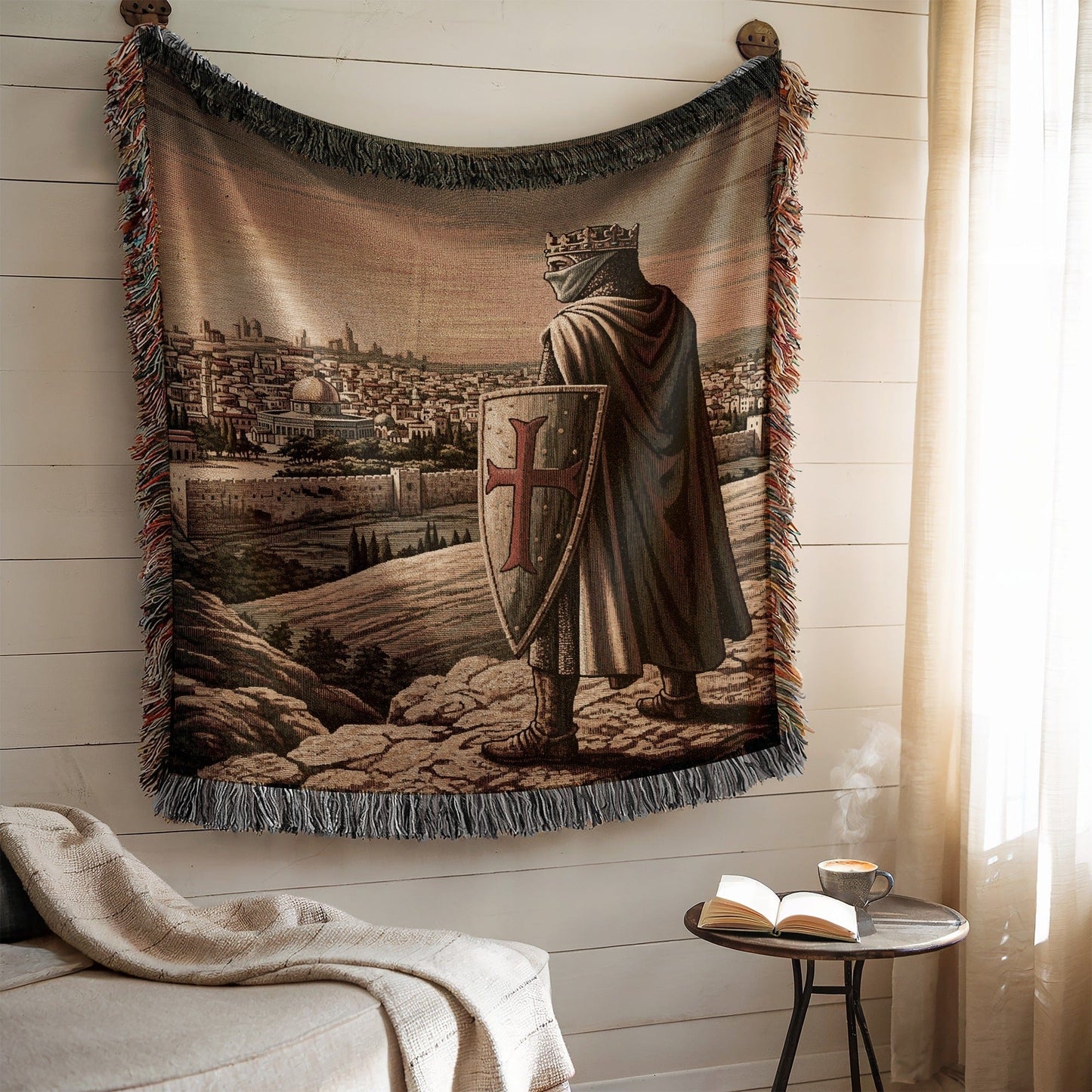 Medieval Knight with Shield Wall Tapestry Home Decor