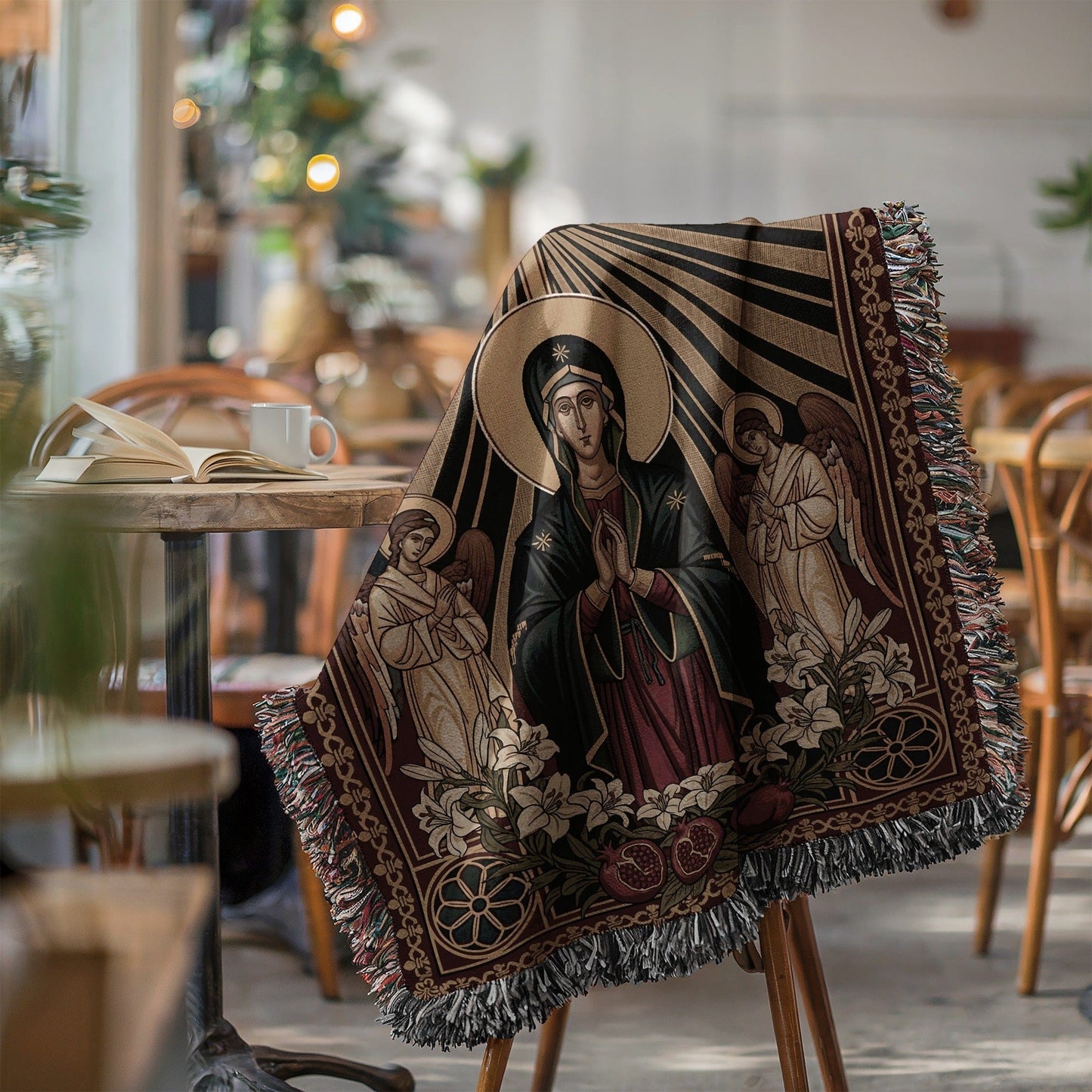 Religious Themed Blanket with Angels and Halo Design