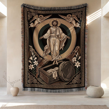 Religious Art Tapestry With Resurrection Scene Design