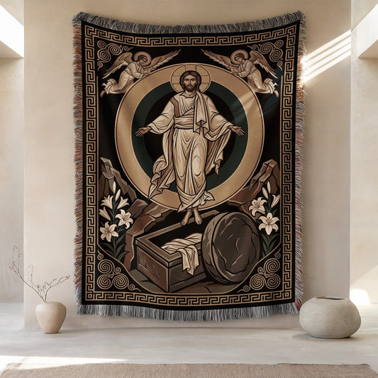 Religious Art Tapestry With Resurrection Scene Design