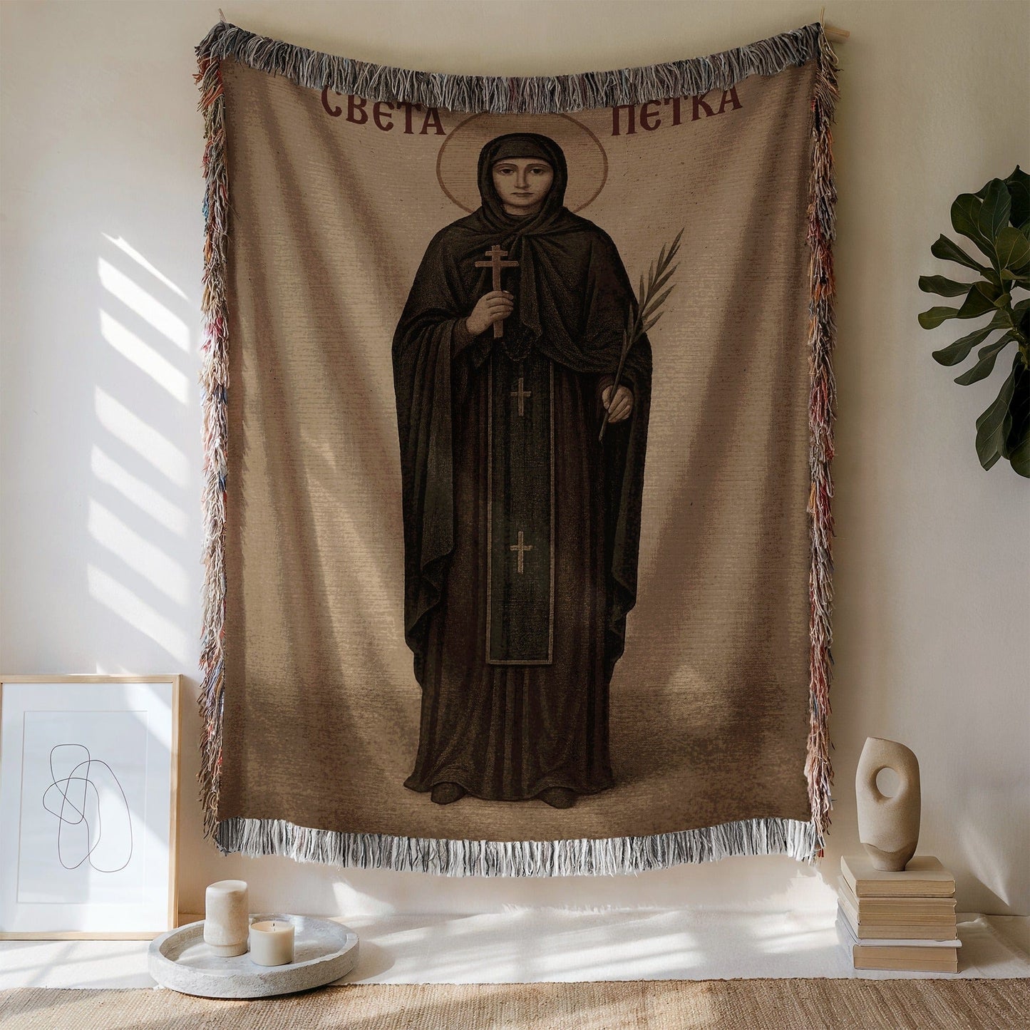 Orthodox Religious Icon Decor Throw Blanket Product