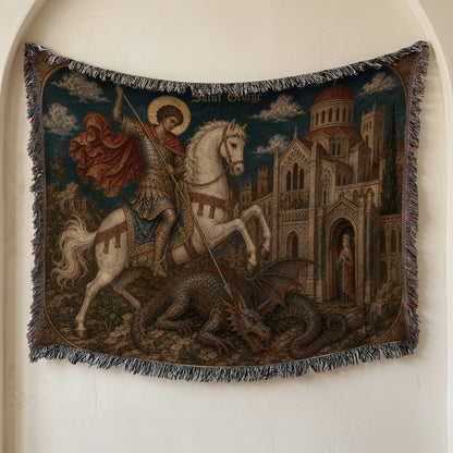 CalmNestStyle Saint George Before the Church jacquard woven blanket