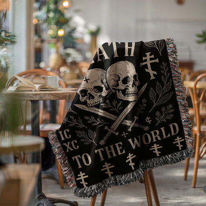 Gothic Skull and Swords Pattern Throw Blanket