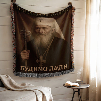 Religious Wall Tapestry with Saintly Figure