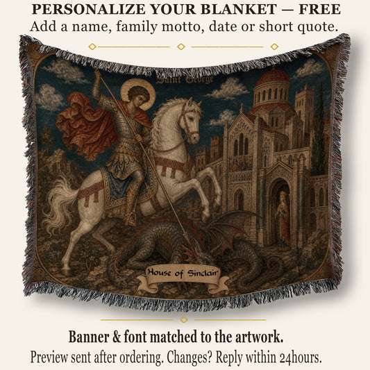 CalmNestStyle Saint George Before the Church jacquard woven blanket