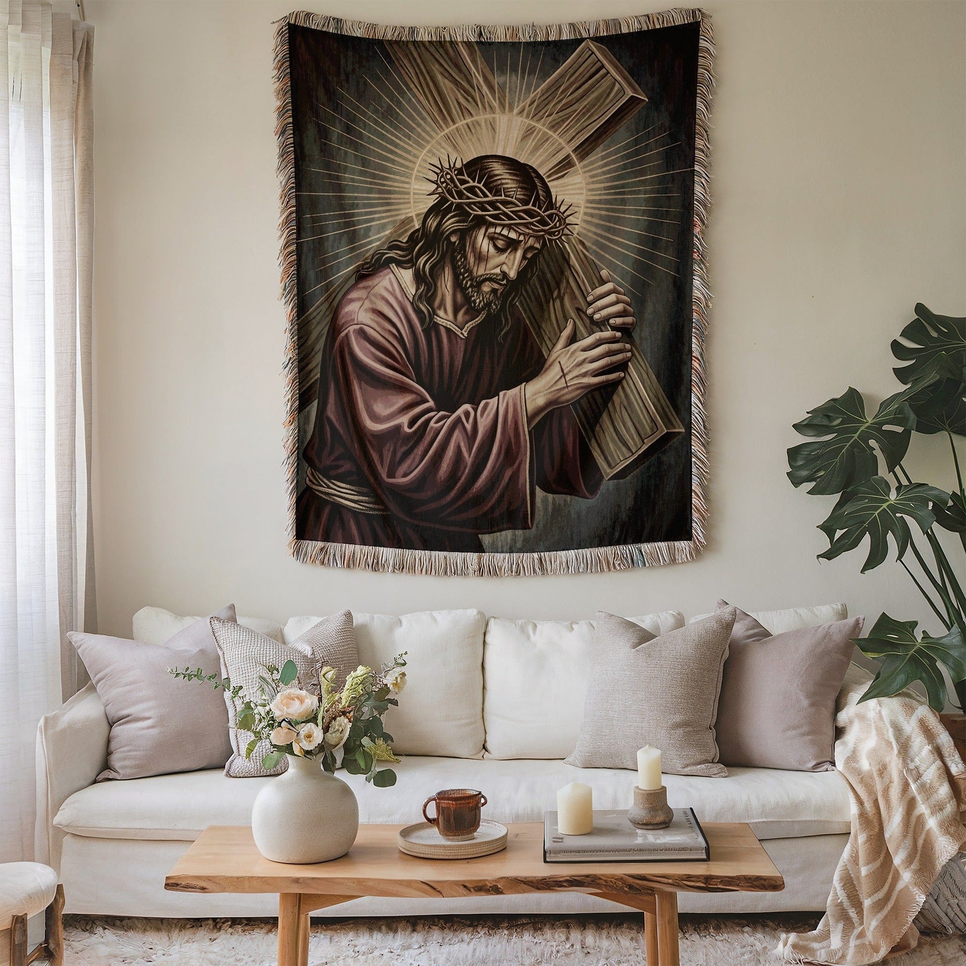 Jesus Carrying the Cross Wall Tapestry Artwork Decor