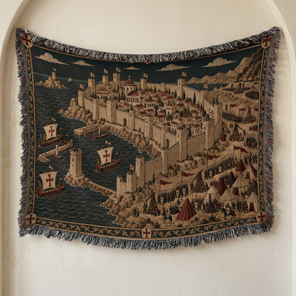 CalmNestStyle Crusader Harbor Siege I Fleet in the Bay jacquard woven blanket