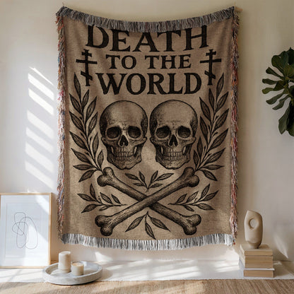 Death to the World Skull and Crossbones Wall Hanging