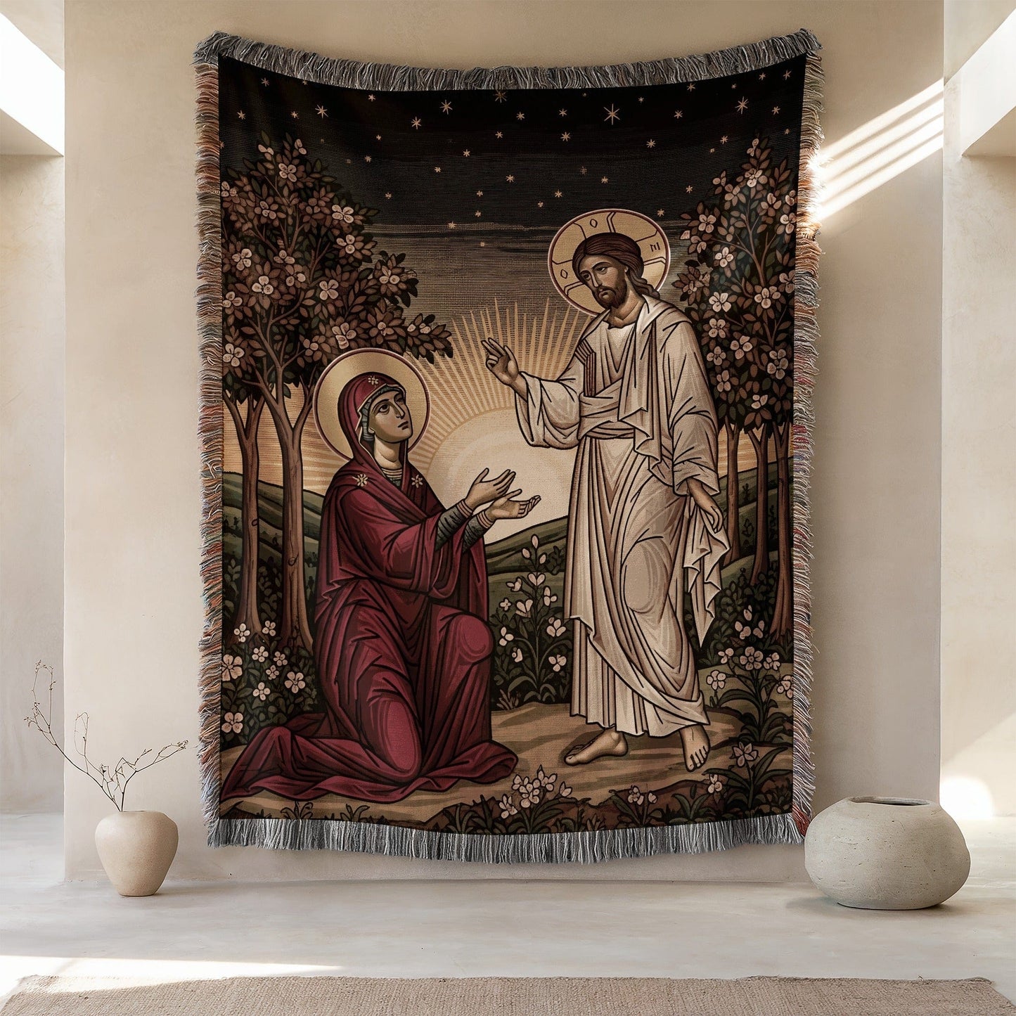 Religious Art Tapestry Depicting Biblical Scene