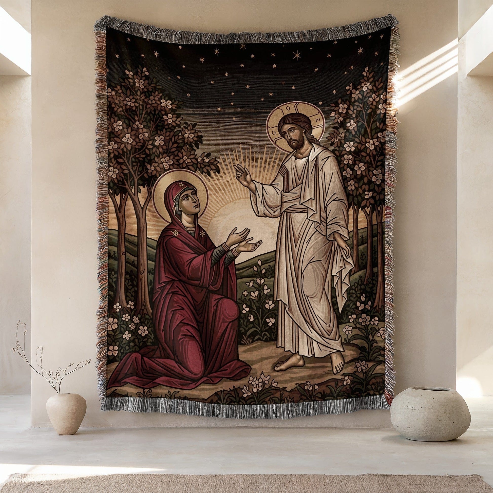 Religious Art Tapestry Depicting Biblical Scene