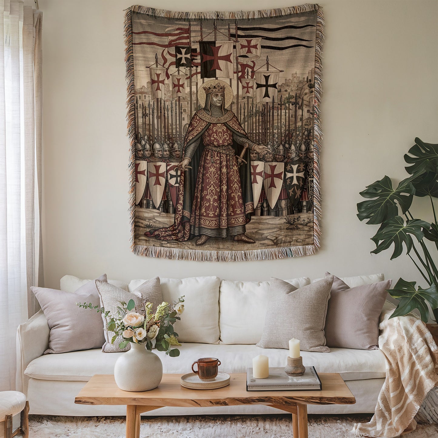 Medieval Knight Templar Tapestry Decor for Living Room