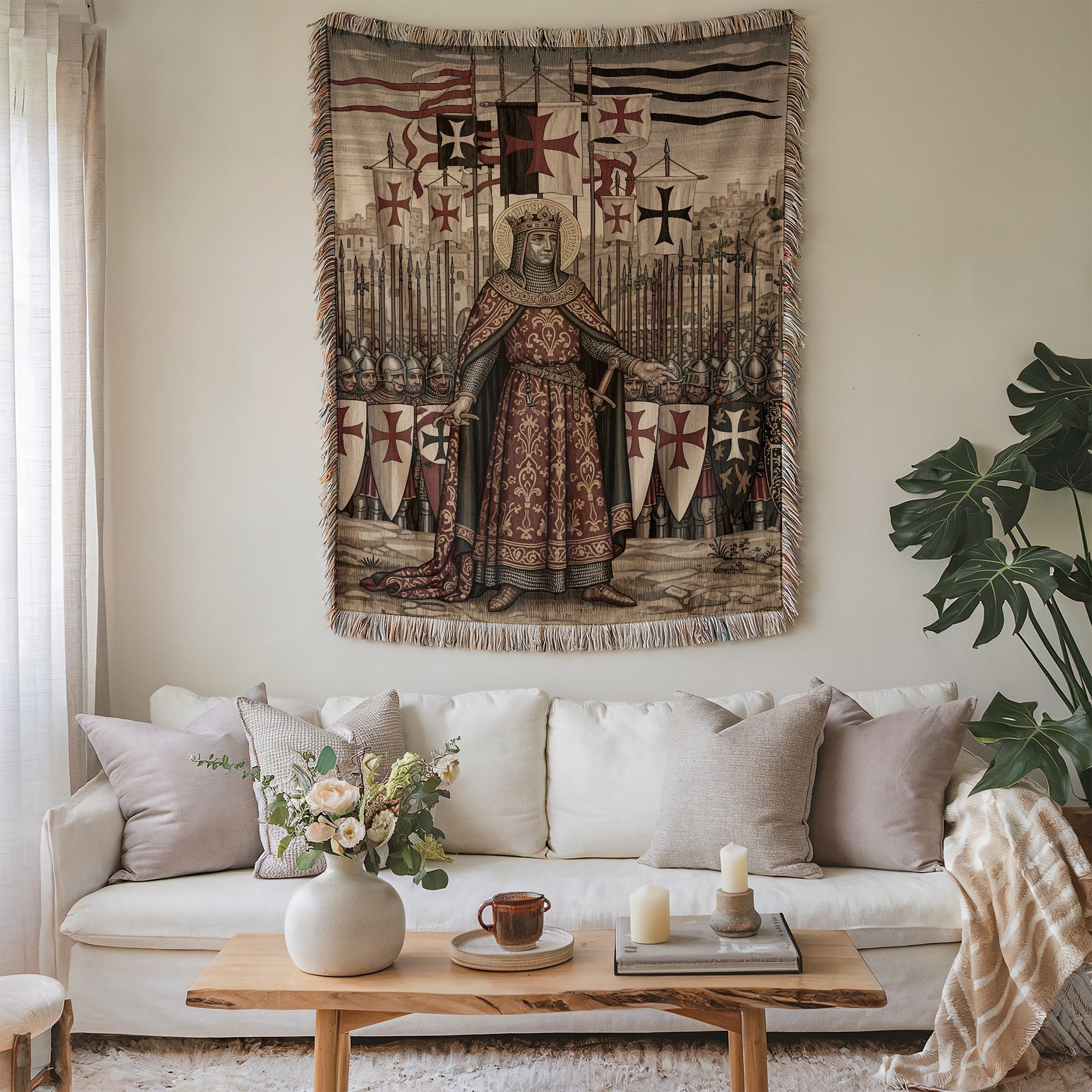 Medieval Knight Templar Tapestry Decor for Living Room