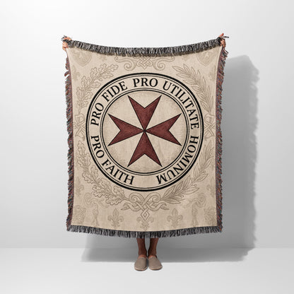 CalmNestStyle Pro Fide Pro Utilitate Hominum Seal Sepia Woven Blanket jacquard woven blanket