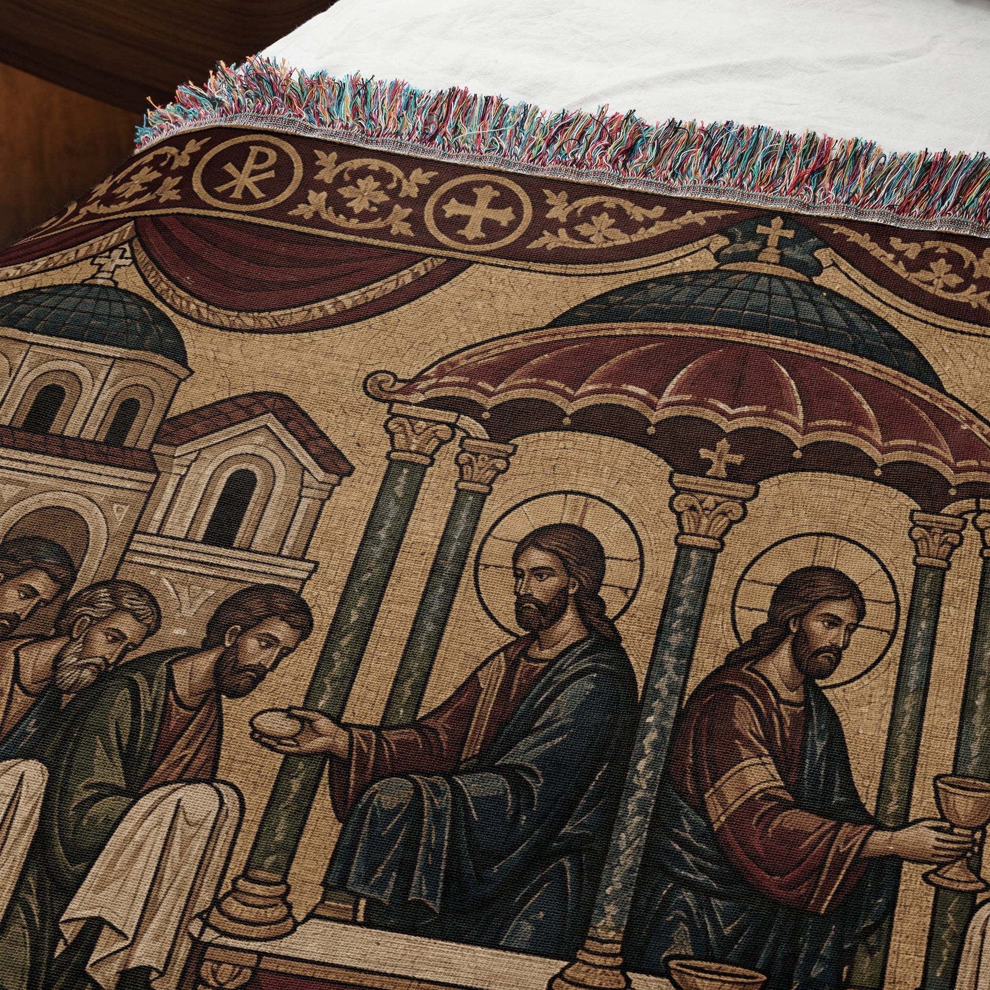 MyDesigns Communion of Apostles Horizontal Tapestry - Byzantine Icon jacquard woven blanket