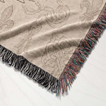 CalmNestStyle Pro Fide Pro Utilitate Hominum Seal Sepia Woven Blanket jacquard woven blanket