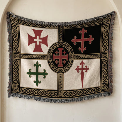 MyDesigns Military Orders Tapestry Blanket – Order of Christ, Alcantara, Calatrava & Santiago Woven Throw jacquard woven blanket