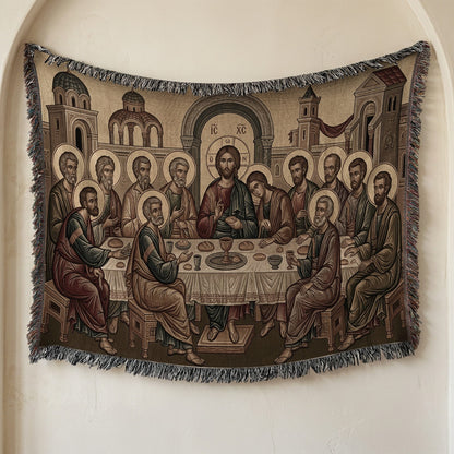 MyDesigns Holy City Last Supper Horizontal Tapestry - Byzantine Icon jacquard woven blanket