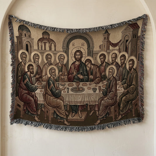 MyDesigns Holy City Last Supper Horizontal Tapestry - Byzantine Icon jacquard woven blanket