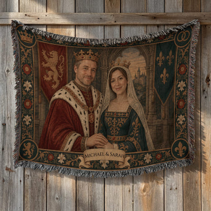 MyDesigns Crowned Together I Your Royal Couple Portrait jacquard woven blanket