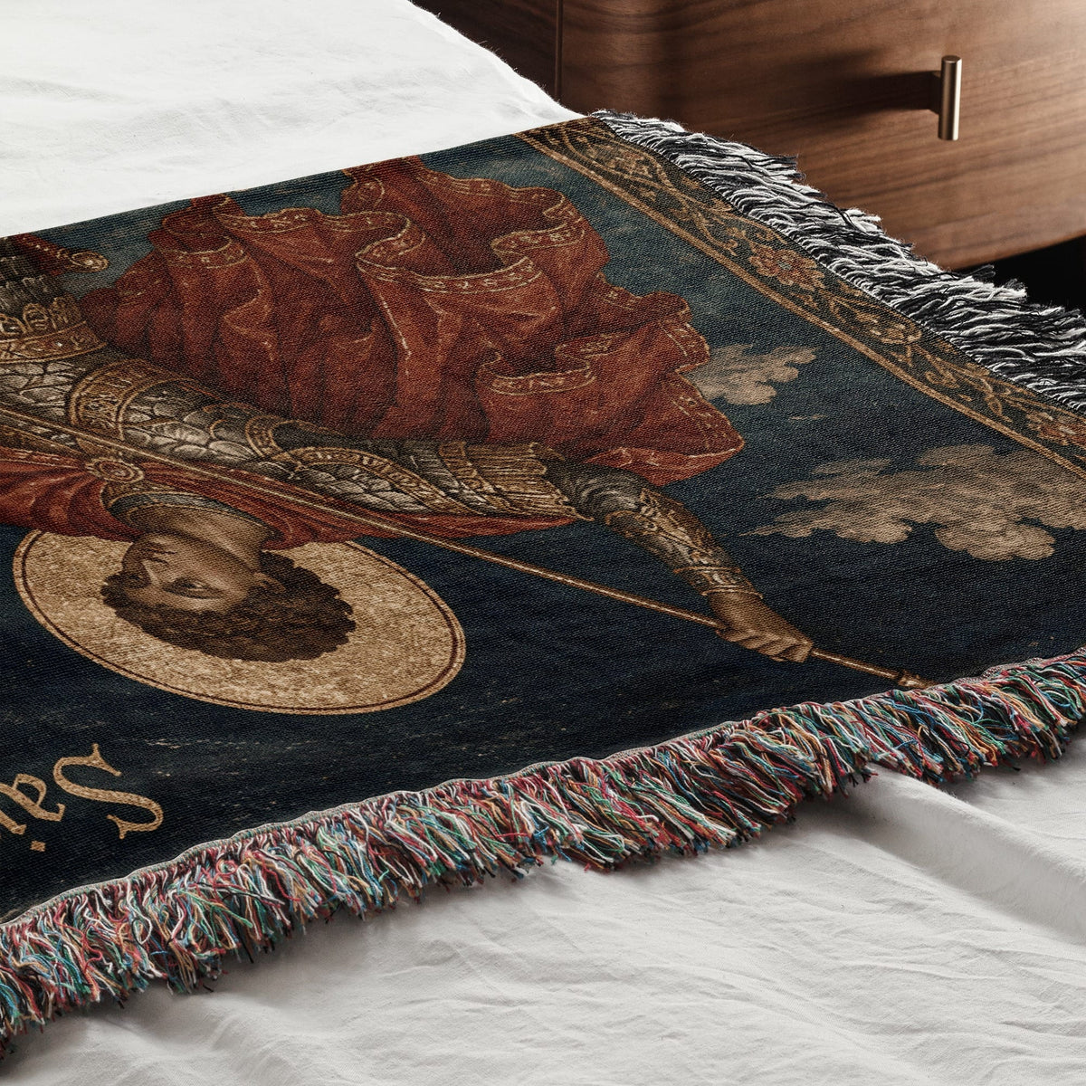 CalmNestStyle Saint George Icon With Gold Halo jacquard woven blanket